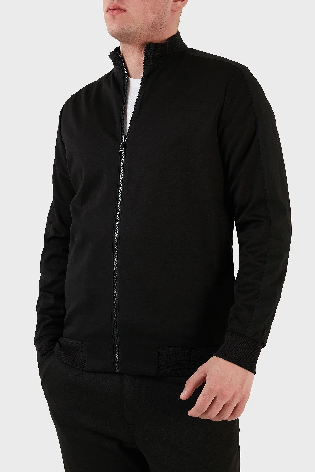 Boss Fermuarlı Pamuklu Regular Fit Dik Yaka Erkek Sweat 50486267 001 SİYAH - 6