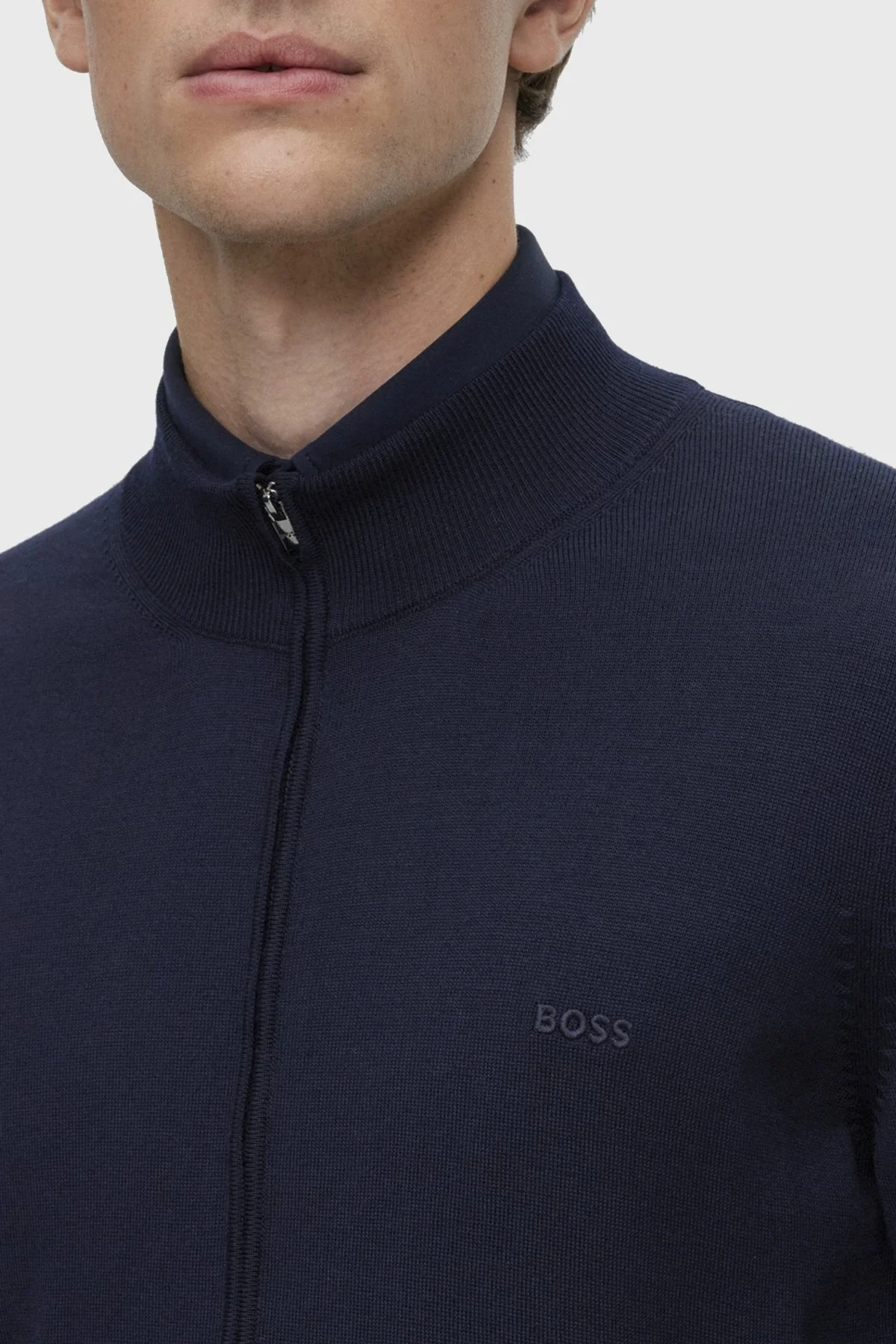 Boss Fermuarlı Regular Fit % 100 Yün Erkek Hırka 50476347 404 LACİVERT - 2