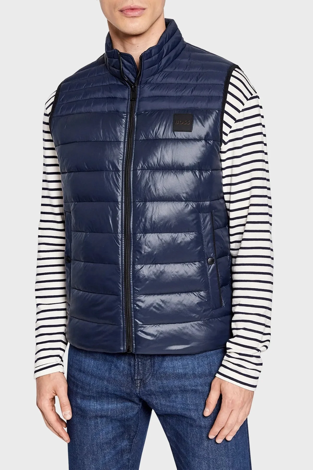 Boss Fermuarlı Regular Fit Dik Yaka Erkek Yelek 50472861 404 LACİVERT - 1