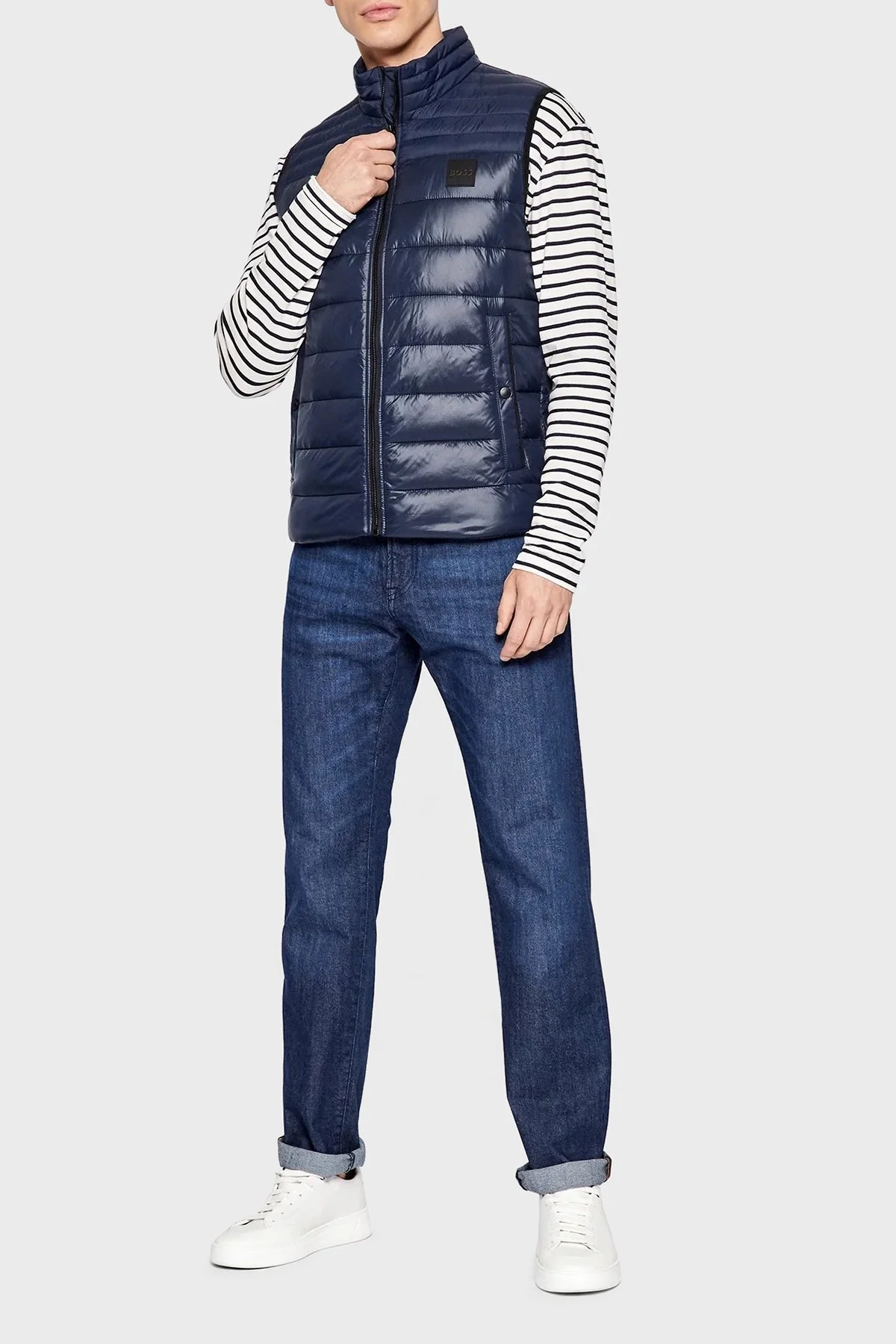 Boss Fermuarlı Regular Fit Dik Yaka Erkek Yelek 50472861 404 LACİVERT - 2