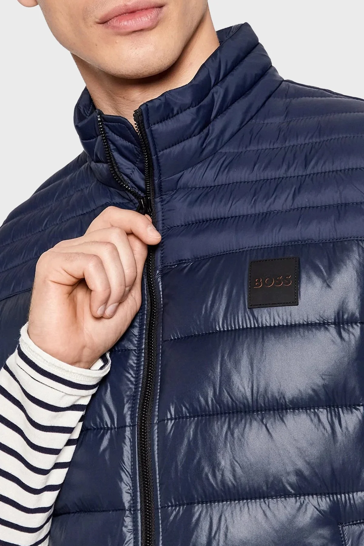 Boss Fermuarlı Regular Fit Dik Yaka Erkek Yelek 50472861 404 LACİVERT - 4