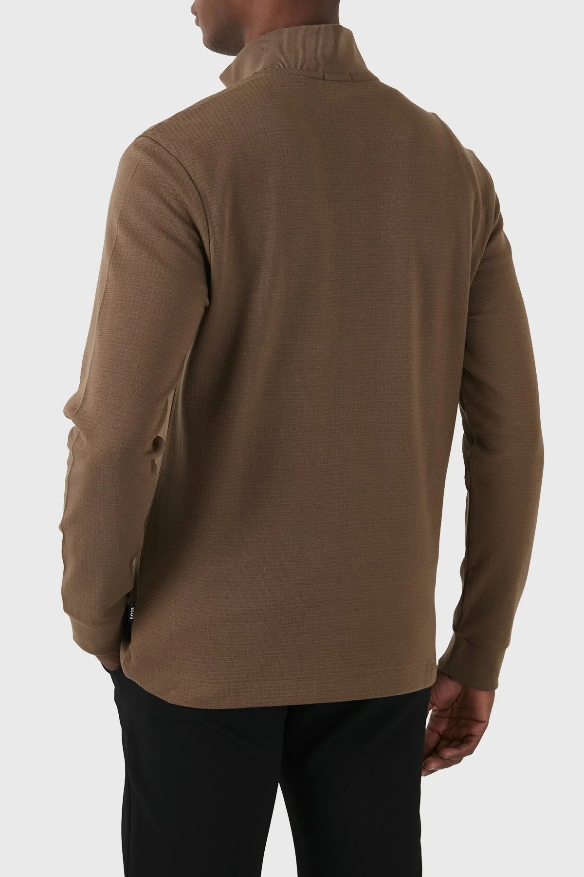 Boss Fermuarlı Yaka Pamuklu Slim Fit Erkek Sweat 50507989 249 KAHVE - 4