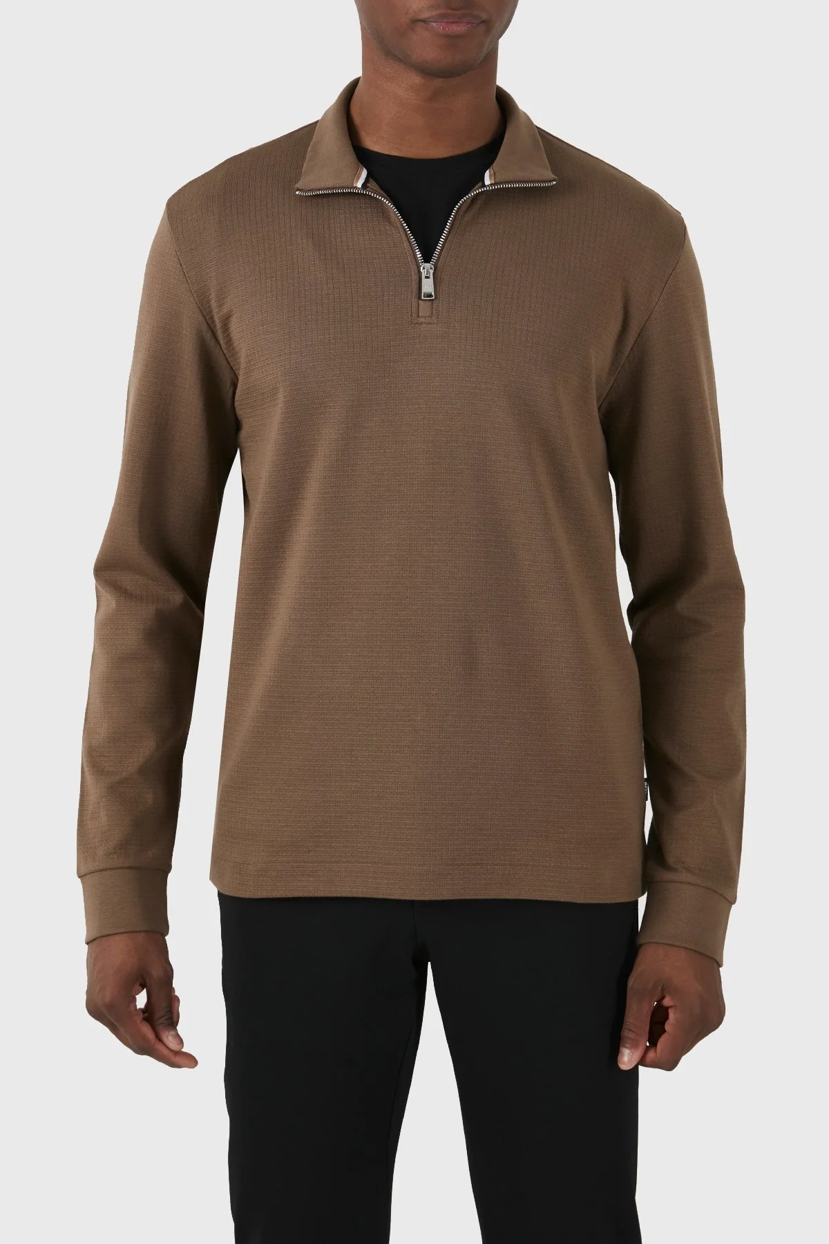 Boss Fermuarlı Yaka Pamuklu Slim Fit Erkek Sweat 50507989 249 KAHVE - 6