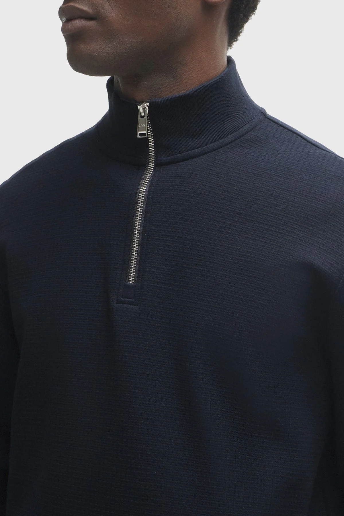 Boss Fermuarlı Yaka Pamuklu Slim Fit Erkek Sweat 50507989 404 LACİVERT - 2