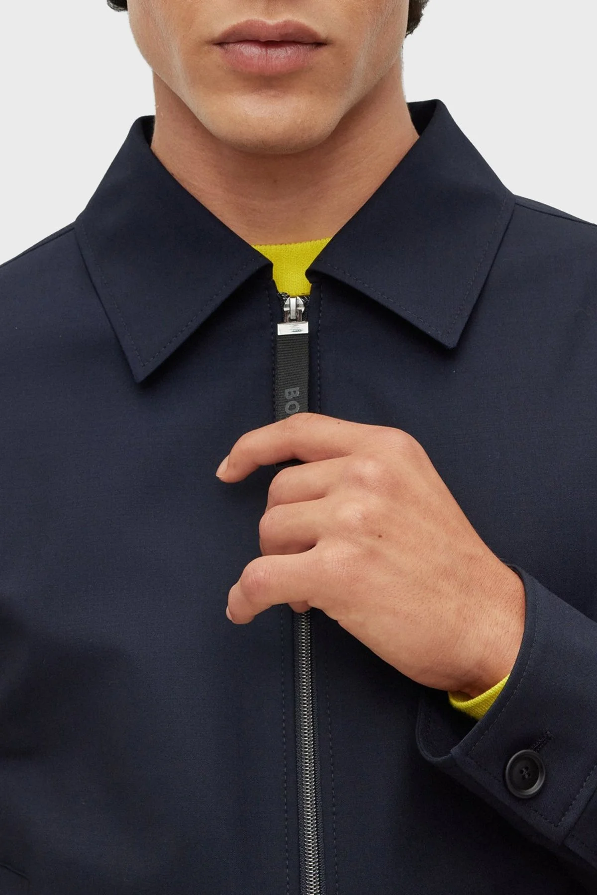 Boss Fermuarlı Yünlü Slim Fit Erkek Ceket 50490125 404 LACİVERT - 10