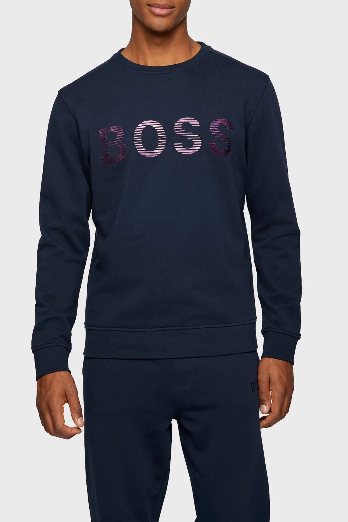 Boss Fransız Havlu Pamuklu Relaxed Fit Bisiklet Yaka Erkek Sweat S 50472235 404 LACİVERT - 1