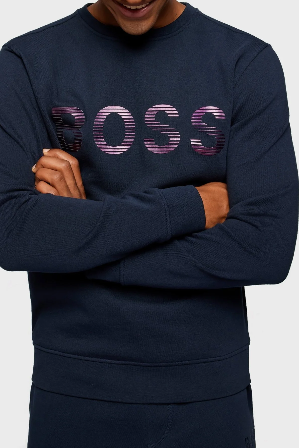 Boss Fransız Havlu Pamuklu Relaxed Fit Bisiklet Yaka Erkek Sweat S 50472235 404 LACİVERT - 4