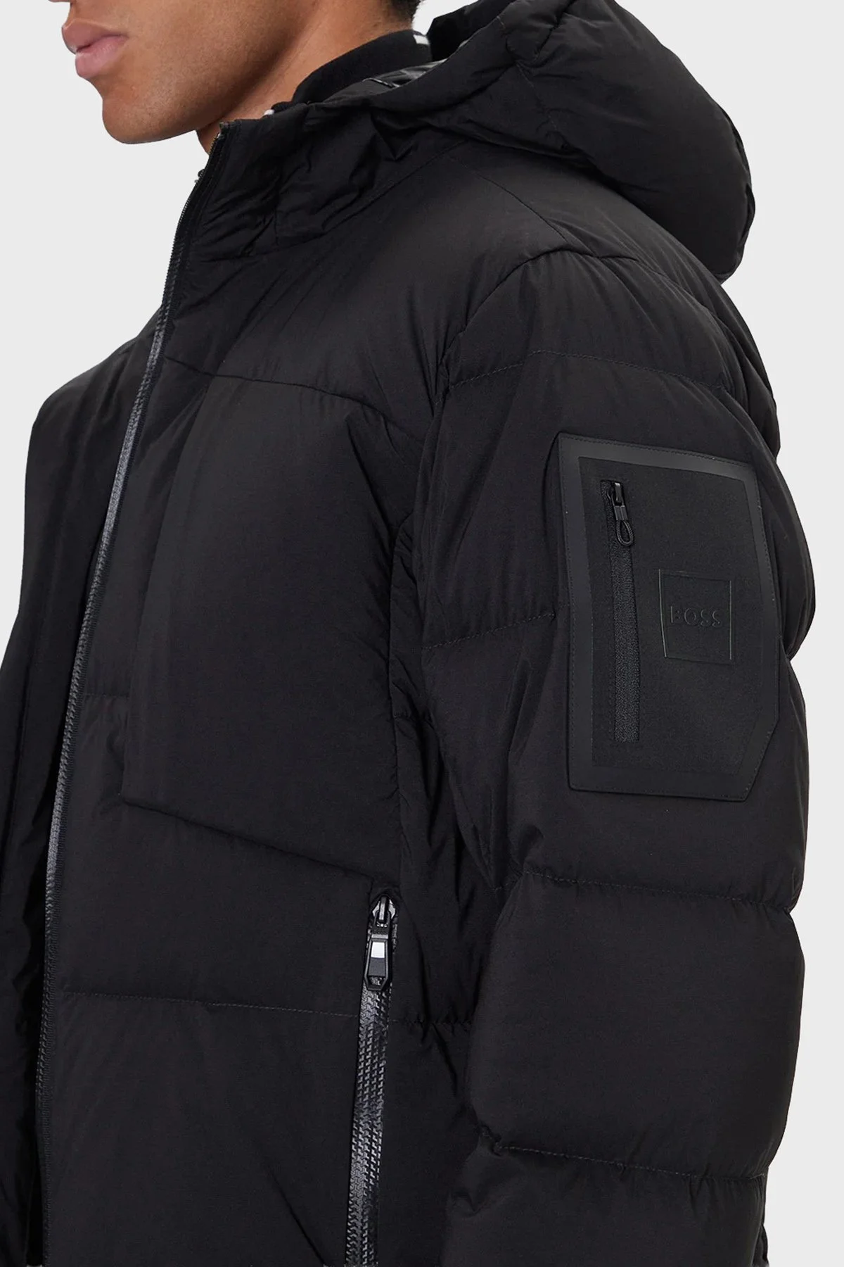 Boss Green Su İtici Kapitoneli Regular Fit Kapüşonlu Yaka Astarlı Erkek Parka 50543963 001 SİYAH - 4