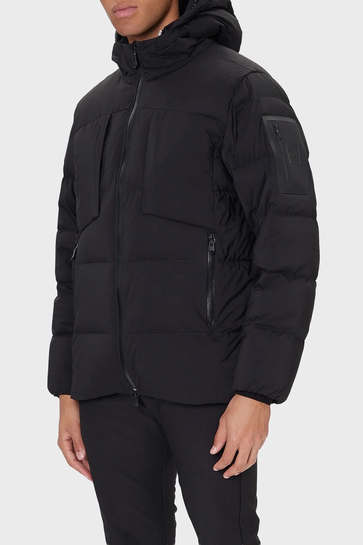 Boss Green Su İtici Kapitoneli Regular Fit Kapüşonlu Yaka Astarlı Erkek Parka 50543963 001 SİYAH - 1