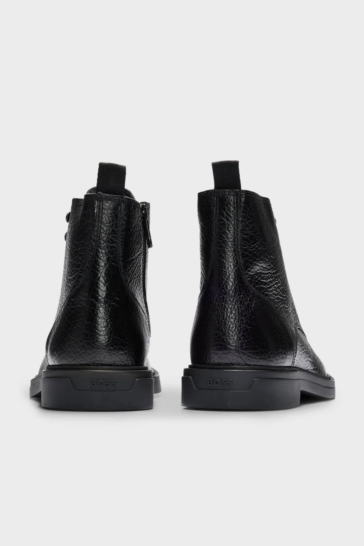 Boss Hakiki Deri Fermuarlı Erkek Bot 50503302 001 SİYAH - 5