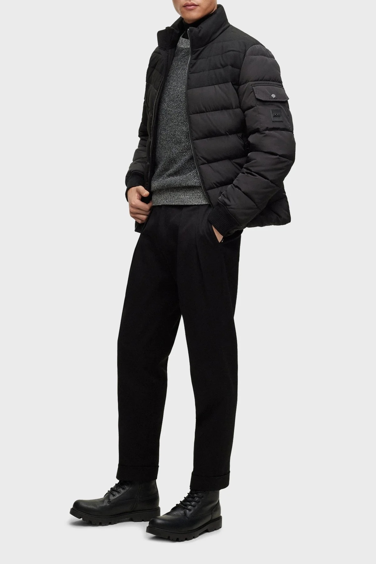 Boss Hakiki Deri Fermuarlı Yarım Erkek Bot 50503557 001 SİYAH - 2