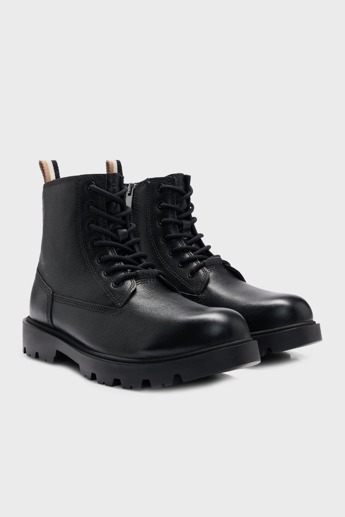 Boss Hakiki Deri Fermuarlı Yarım Erkek Bot 50503557 001 SİYAH - 3