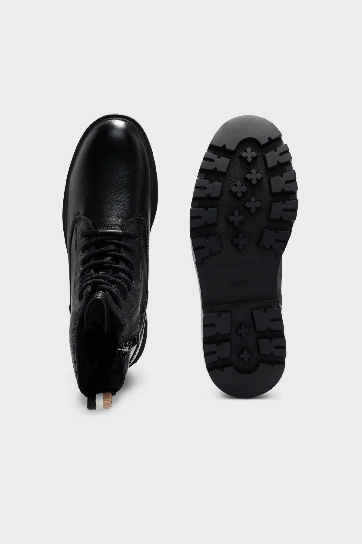 Boss Hakiki Deri Fermuarlı Yarım Erkek Bot 50503557 001 SİYAH - 4