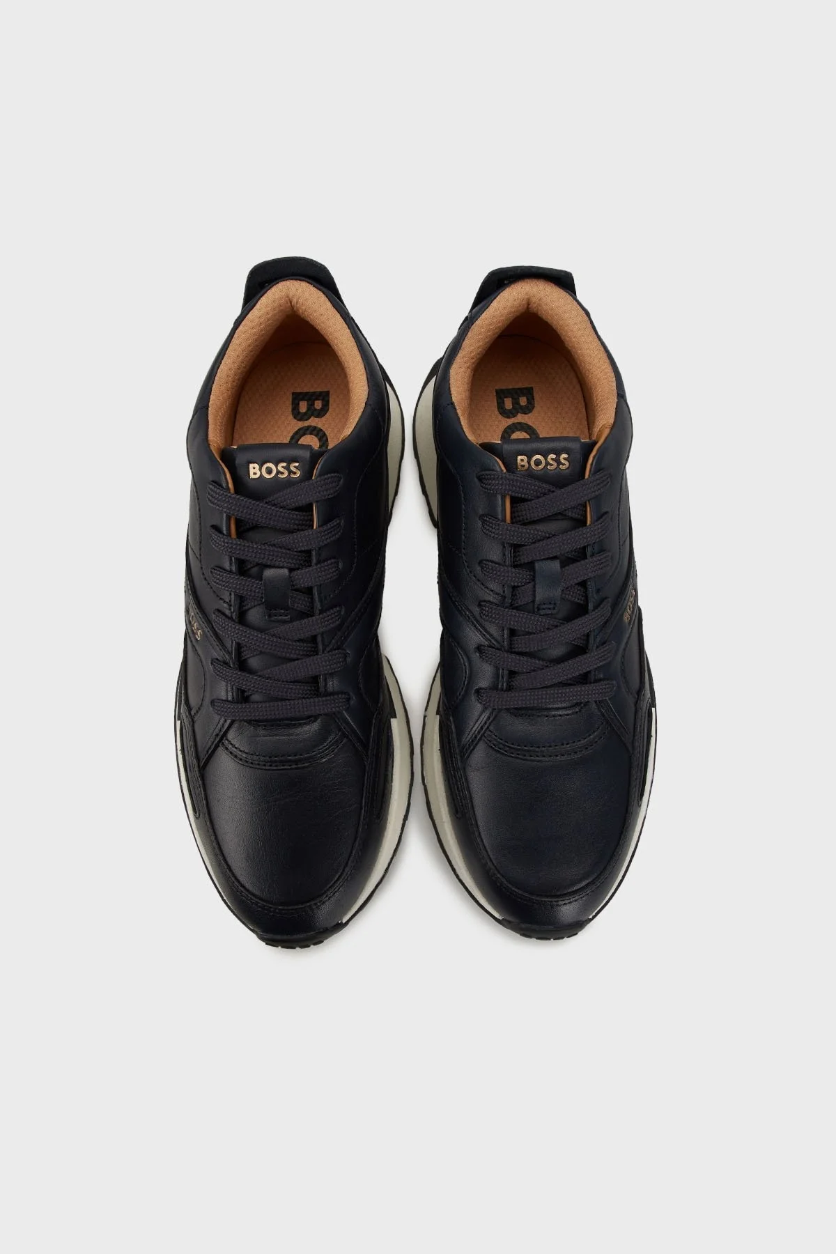 Boss Hakiki Deri Kalın Tabanlı Sneaker Erkek Ayakkabı 50536486 410 LACİVERT - 4