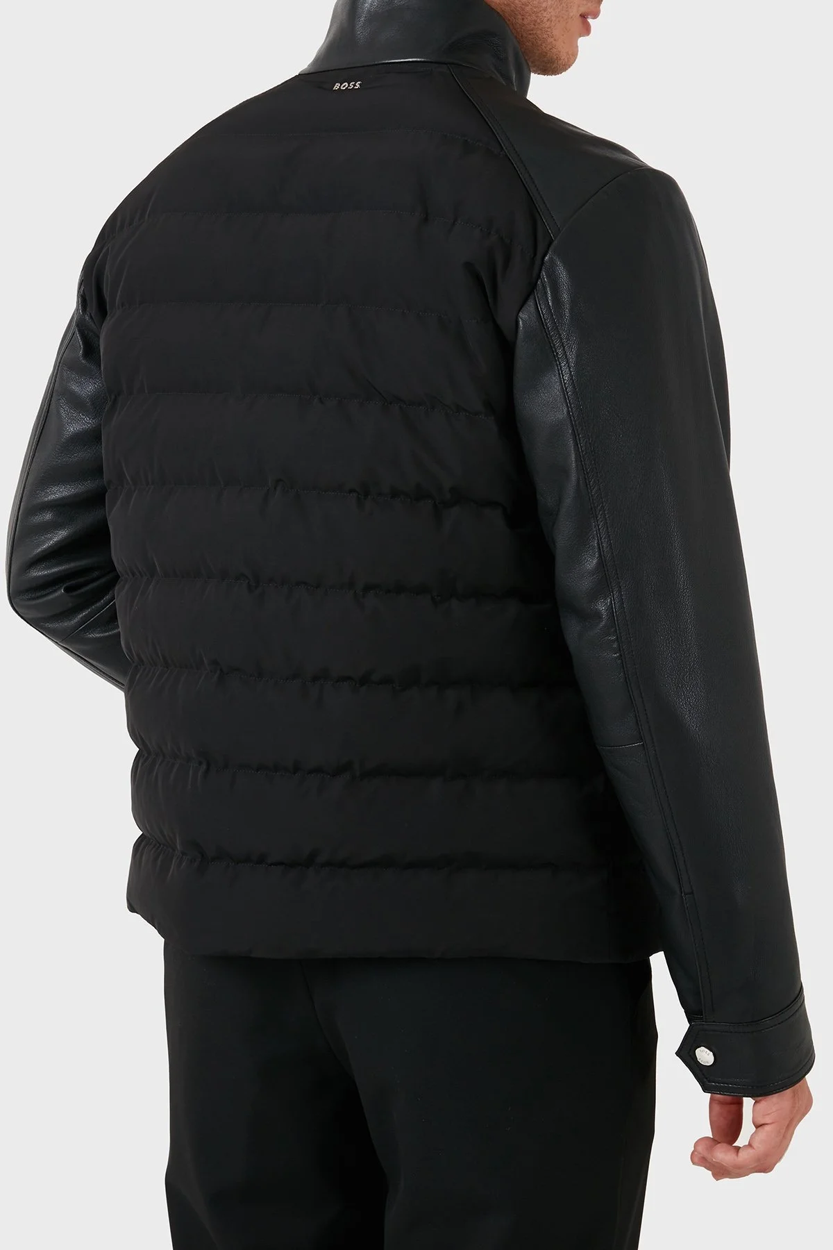Boss Hakiki Deri Kapitoneli Fermuarlı Erkek Ceket 50518724 001 SİYAH - 3