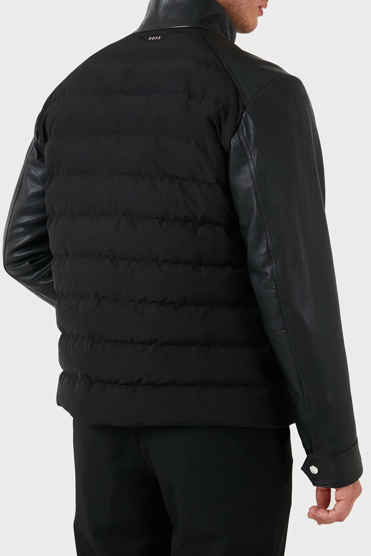 Boss Hakiki Deri Kapitoneli Fermuarlı Erkek Ceket 50518724 001 SİYAH - 3