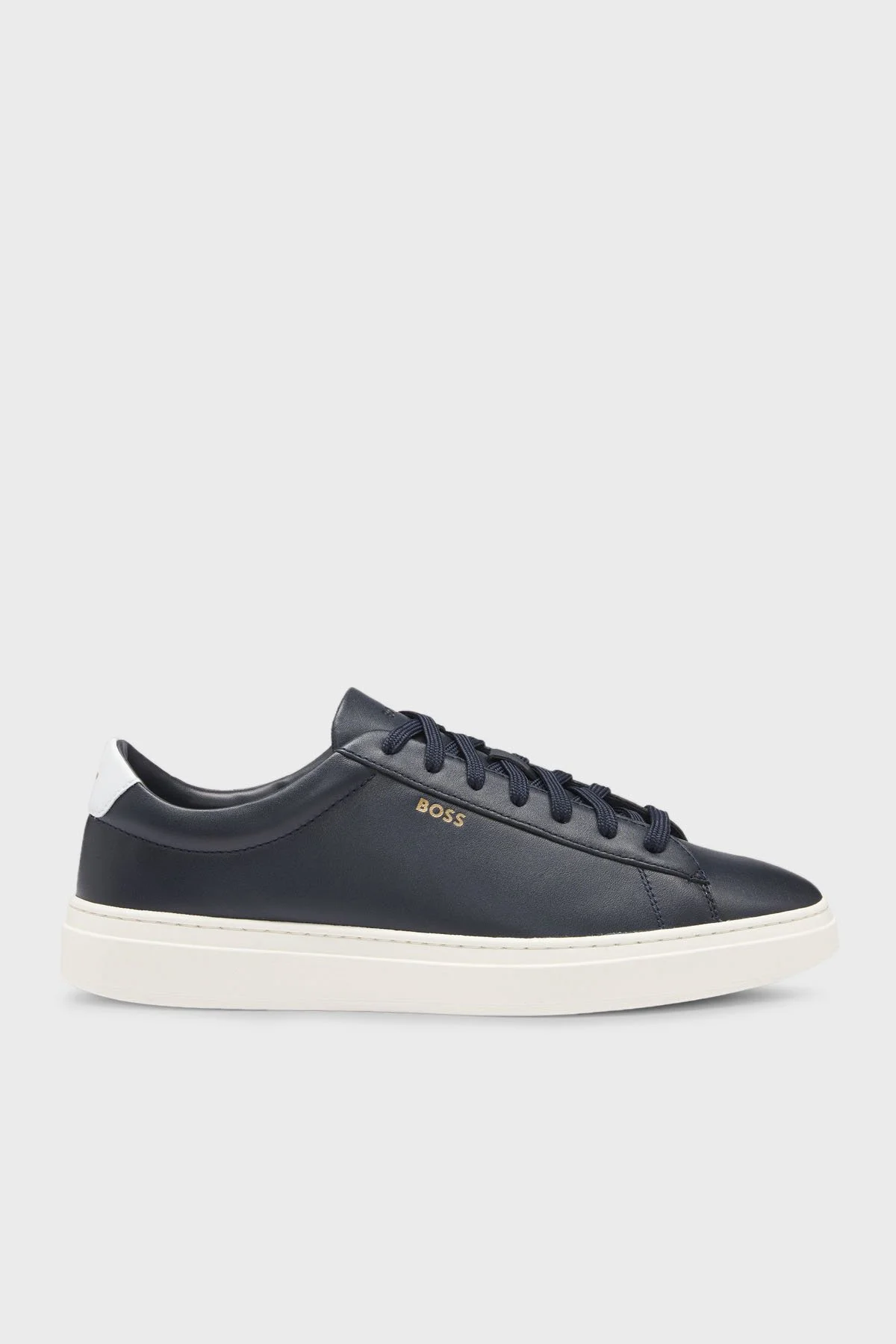 Boss Hakiki Deri Logolu Sneaker Erkek Ayakkabı 50536480 410 LACİVERT - 1