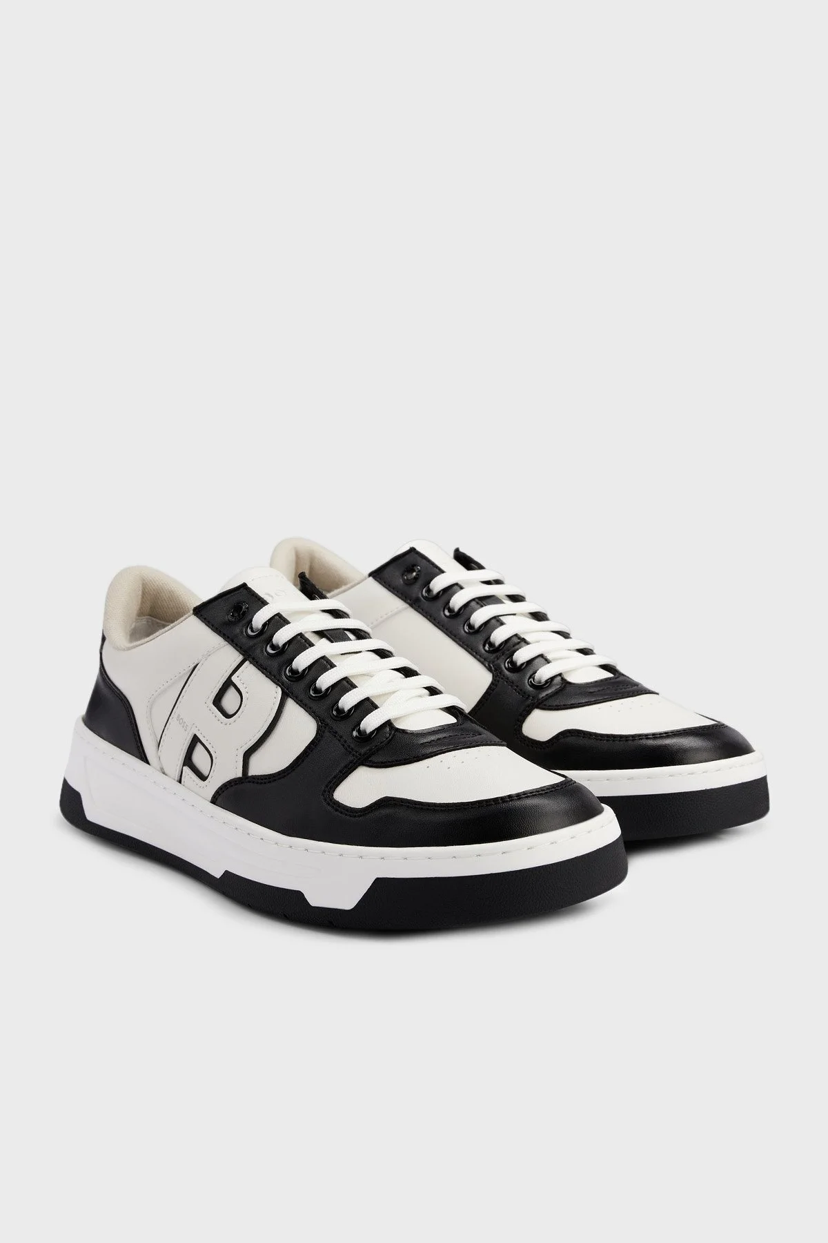 Boss Hakiki Deri Sneaker Erkek Ayakkabı 50480153 010 SİYAH-BEYAZ - 3