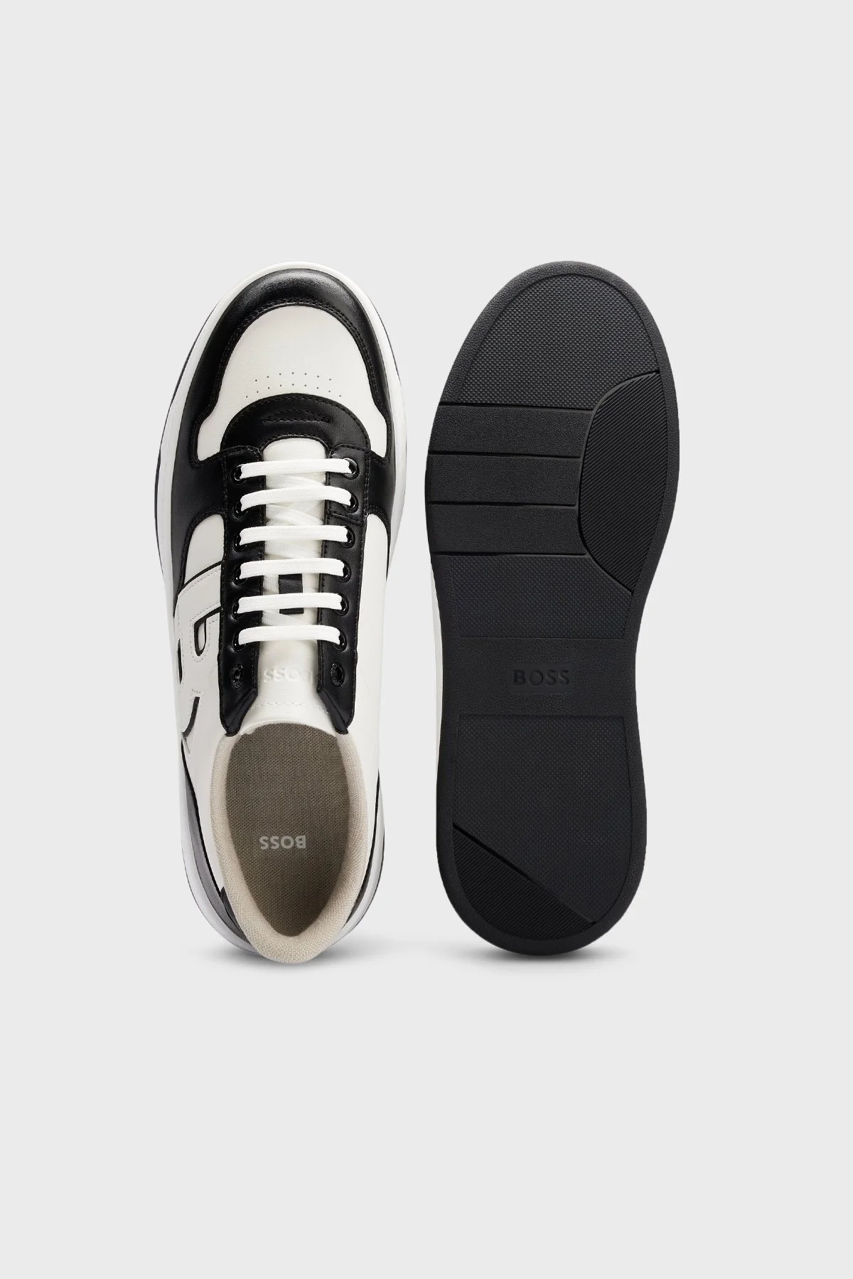 Boss Hakiki Deri Sneaker Erkek Ayakkabı 50480153 010 SİYAH-BEYAZ - 4