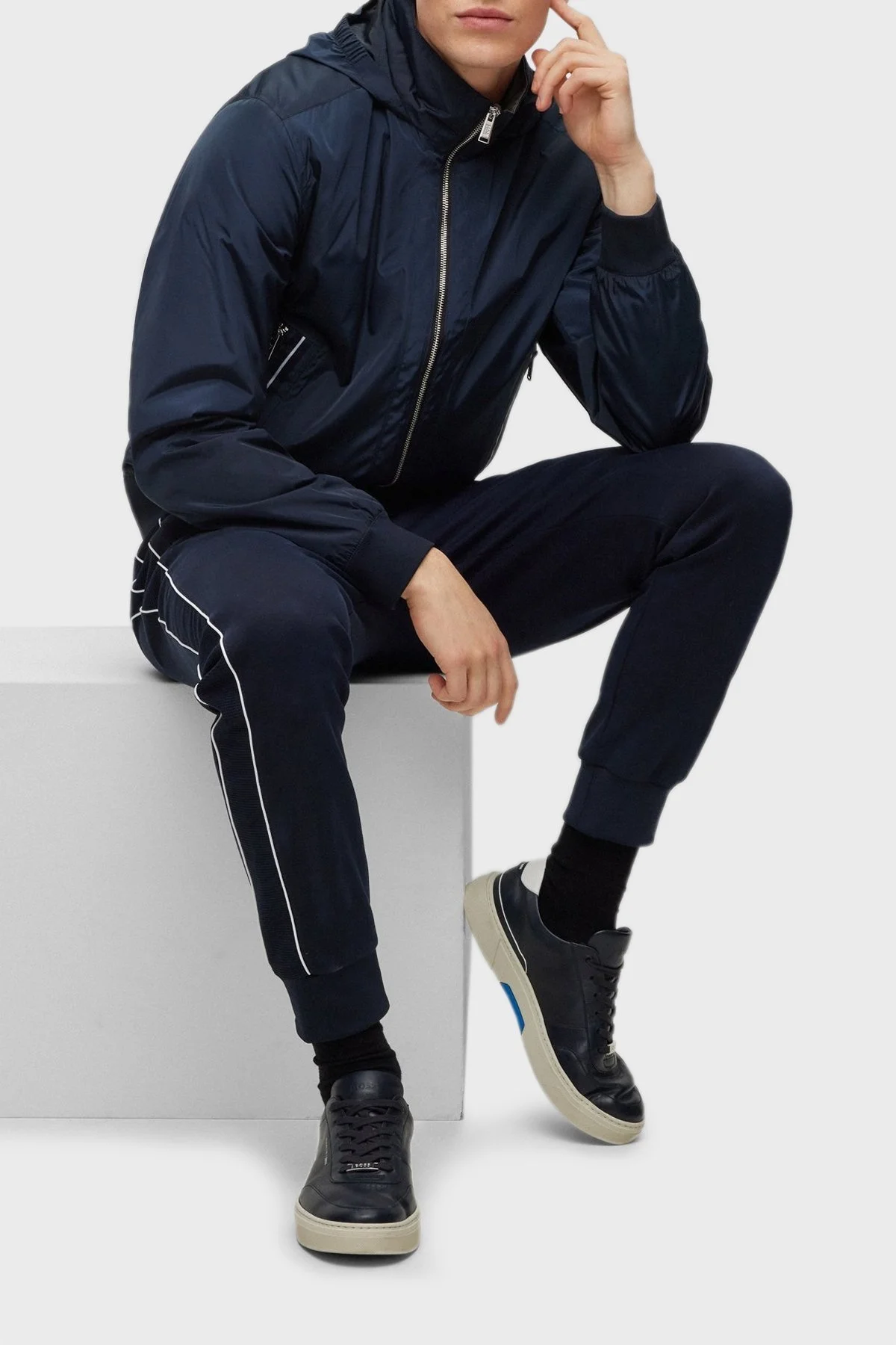 Boss Hakiki Deri Sneaker Erkek Ayakkabı 50492628 401 LACİVERT - 3