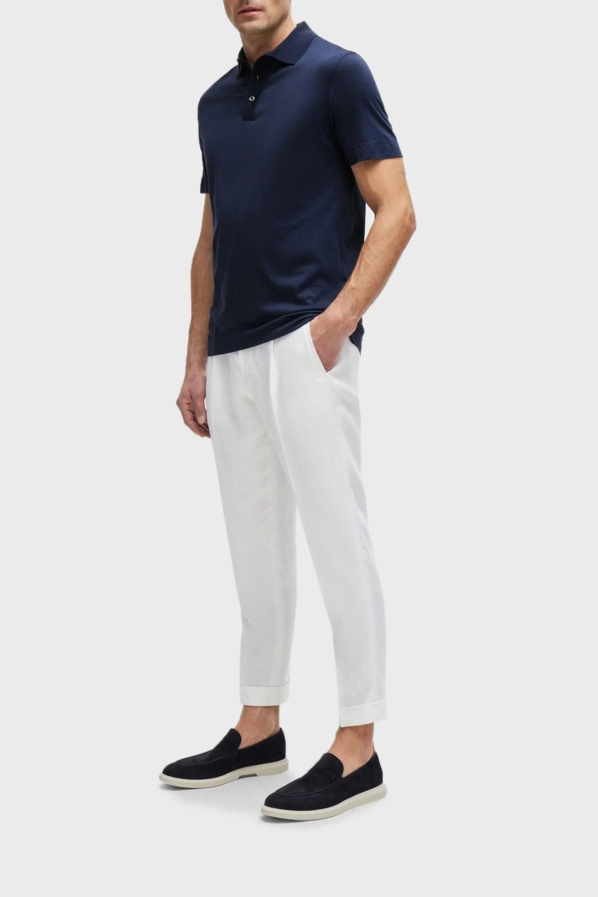 Boss Hakiki Deri Süet Loafer Erkek Ayakkabı 50517007 401 LACİVERT - 7