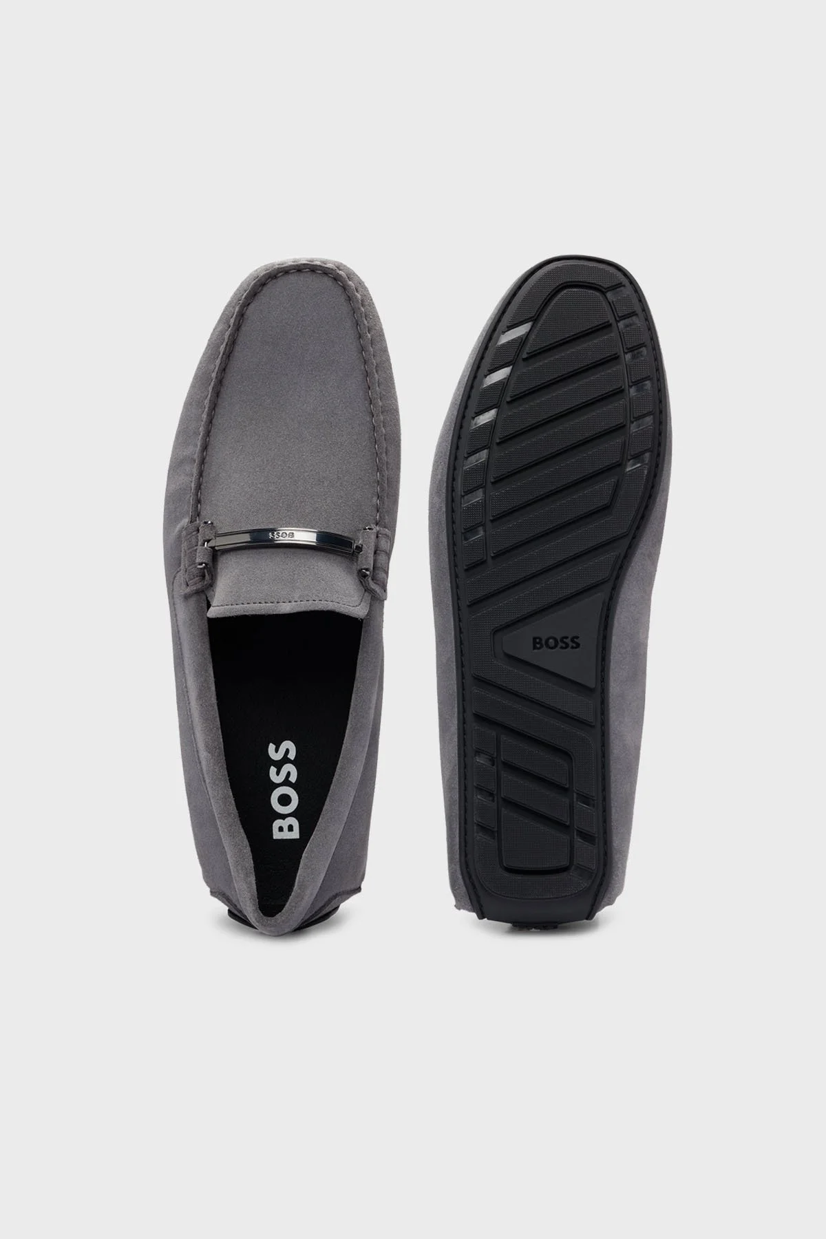 Boss Hakiki Deri Süet Makosen Erkek Ayakkabı 50517141 035 GRİ - 5