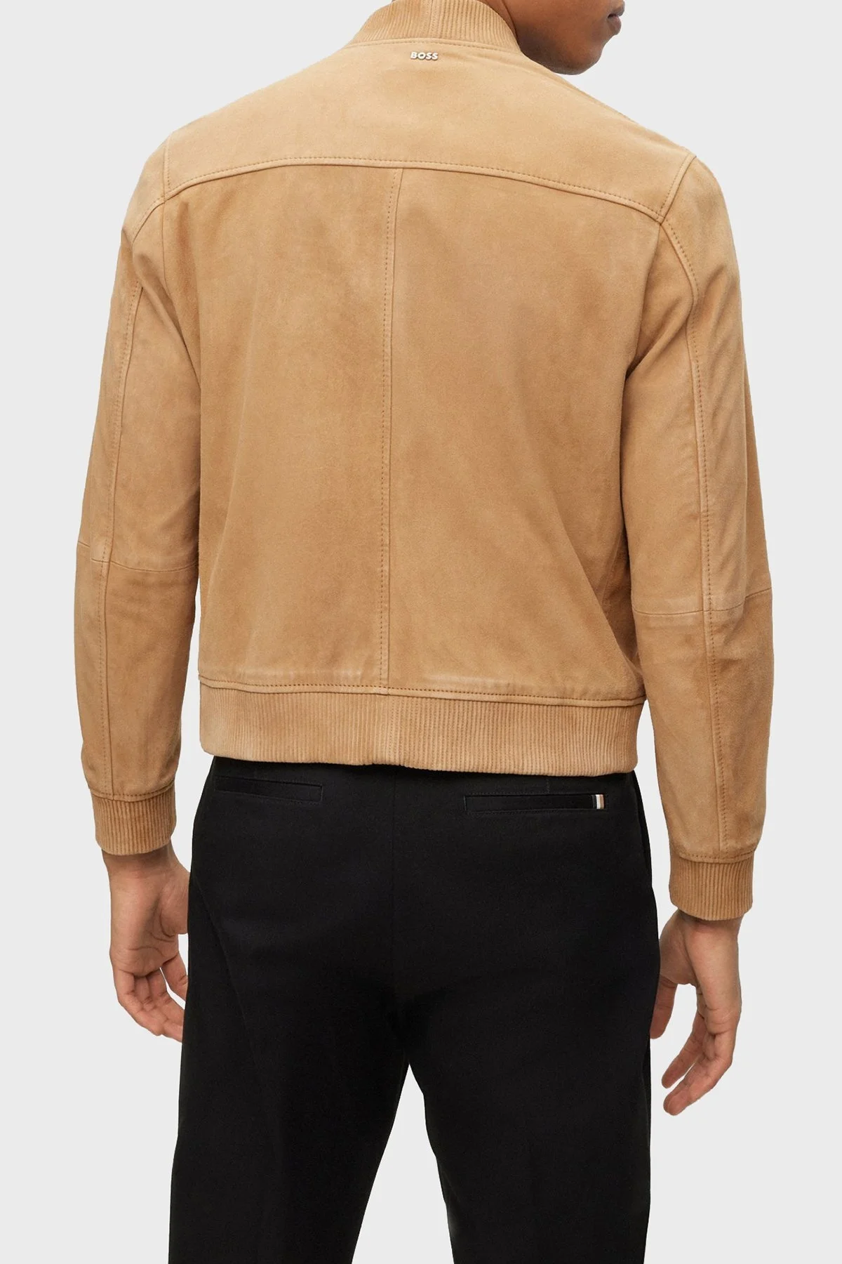 Boss Hakiki Deri Süet Regular Fit Bomber Erkek Ceket 50494621 260 BEJ - 2