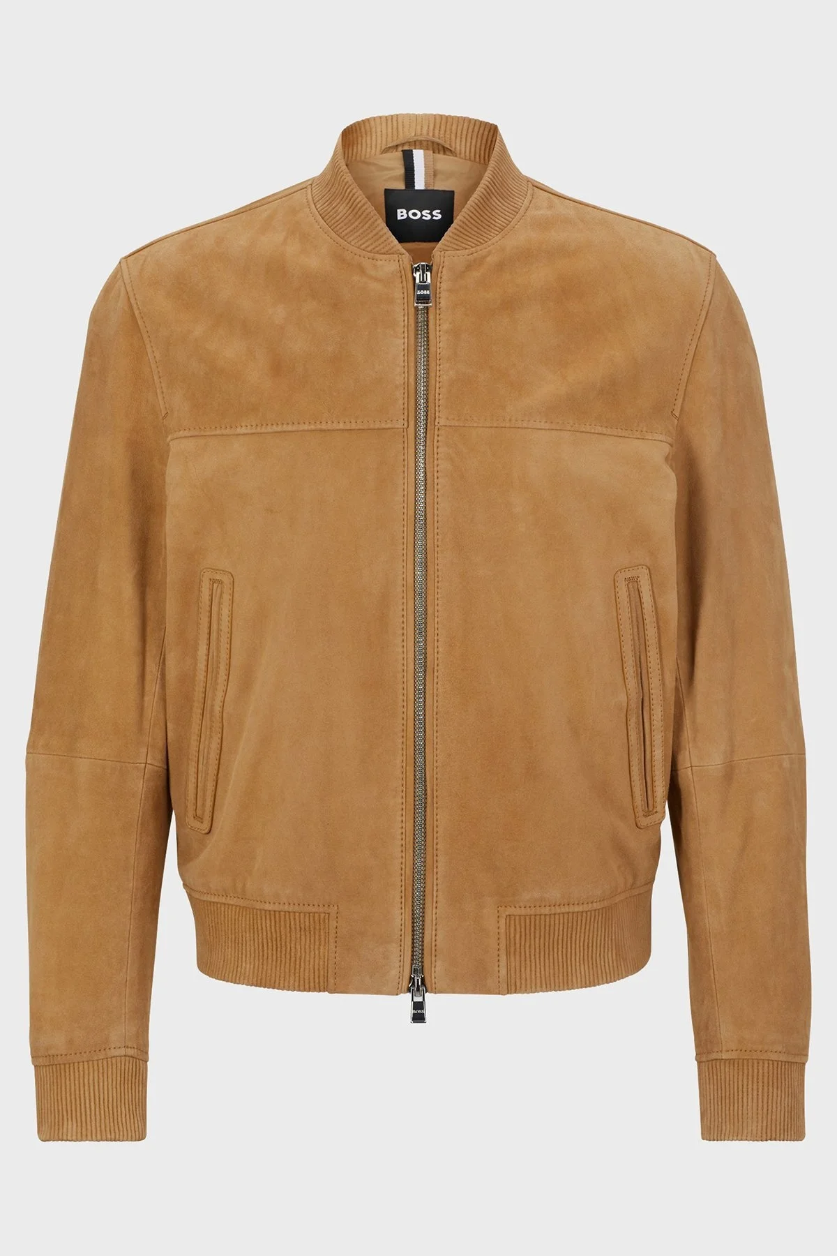 Boss Hakiki Deri Süet Regular Fit Bomber Erkek Ceket 50494621 260 BEJ - 6