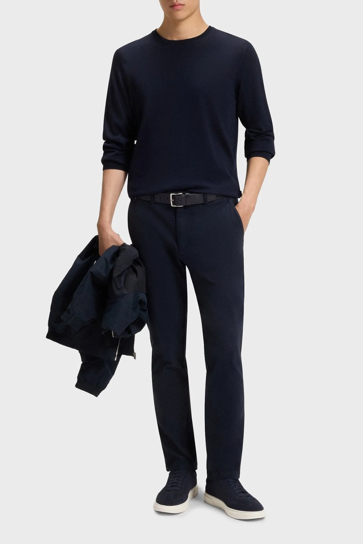 Boss Hakiki Deri Ve Süet Detaylı Sneaker Erkek Ayakkabı 50548715 402 LACİVERT - 2