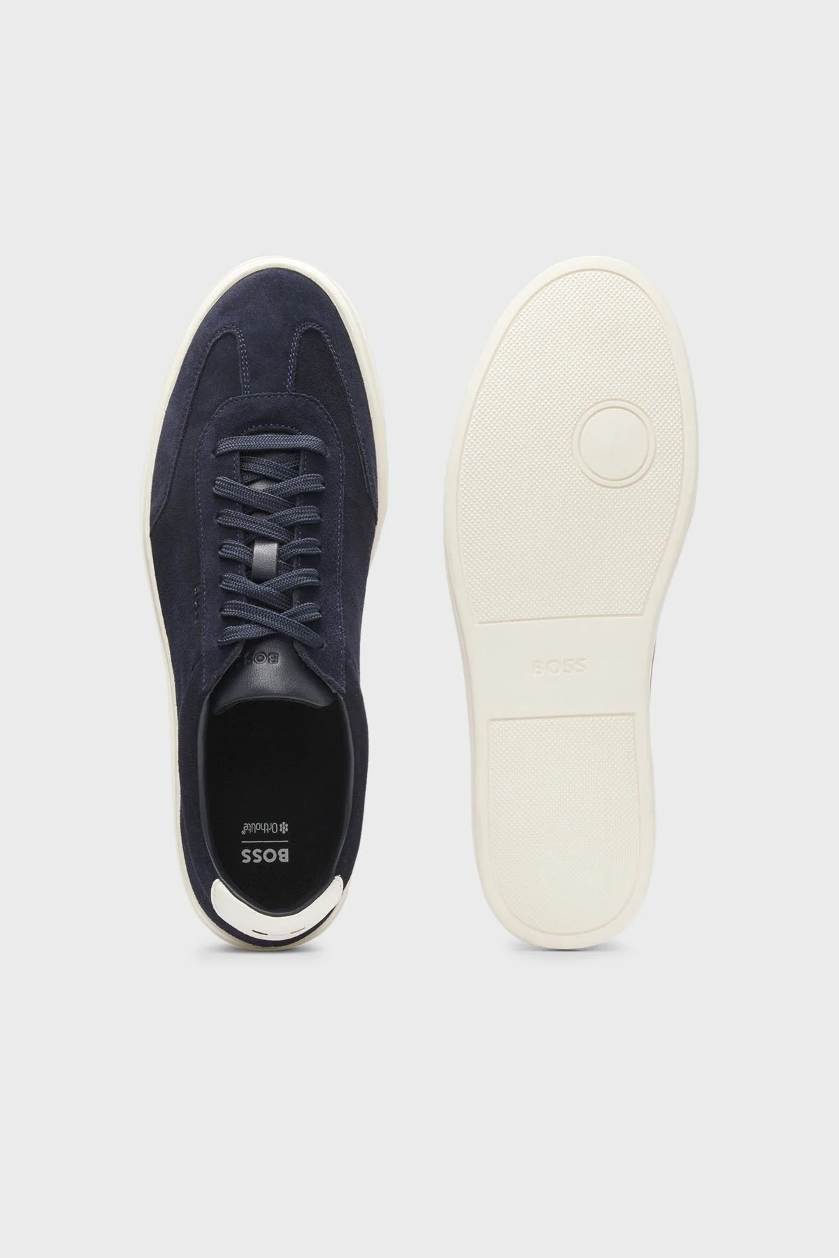 Boss Hakiki Deri Ve Süet Detaylı Sneaker Erkek Ayakkabı 50548715 402 LACİVERT - 5