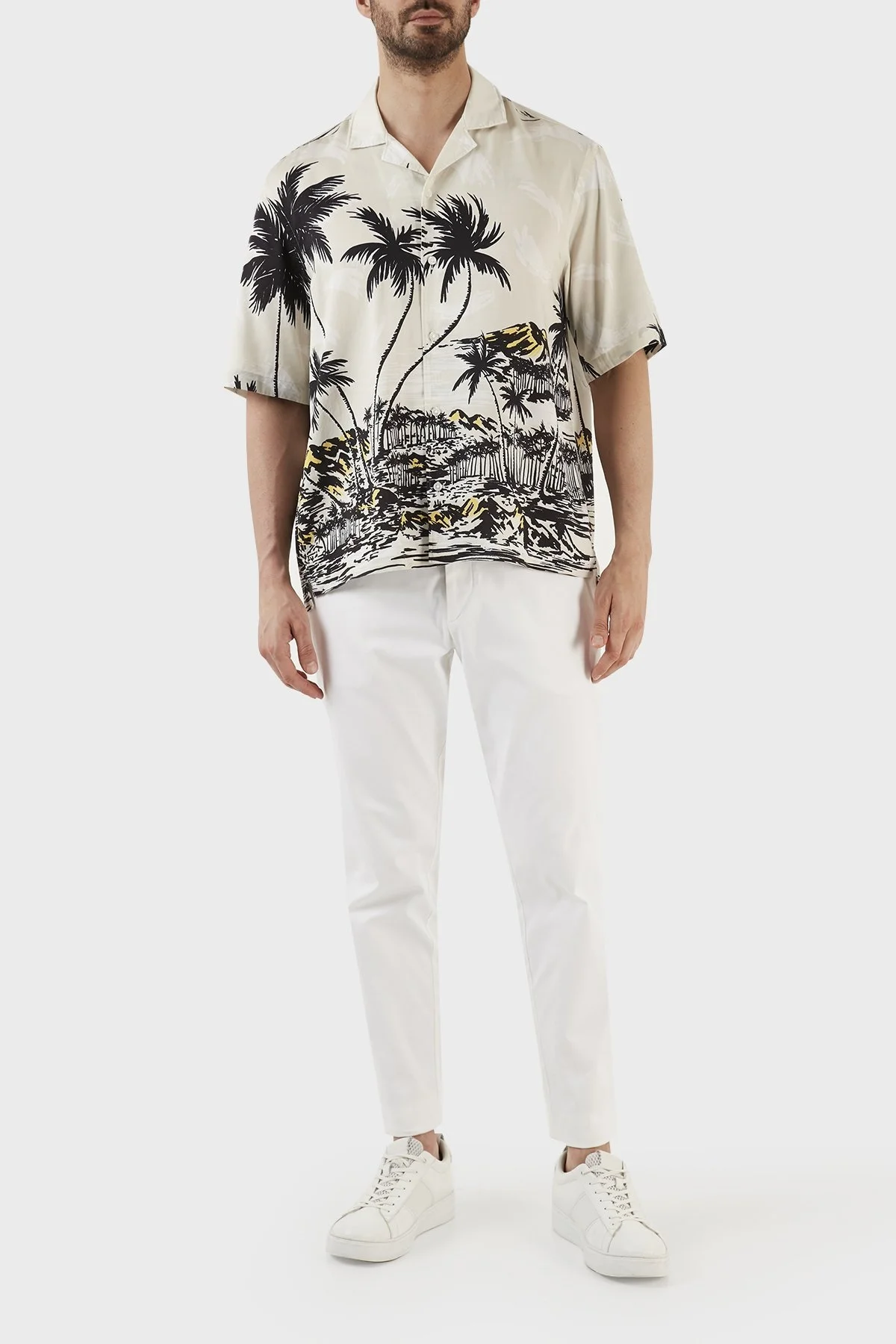 Boss Hawaii Desenli Regular Fit Kısa Kollu Erkek Gömlek 50490433 131 BEJ - 5