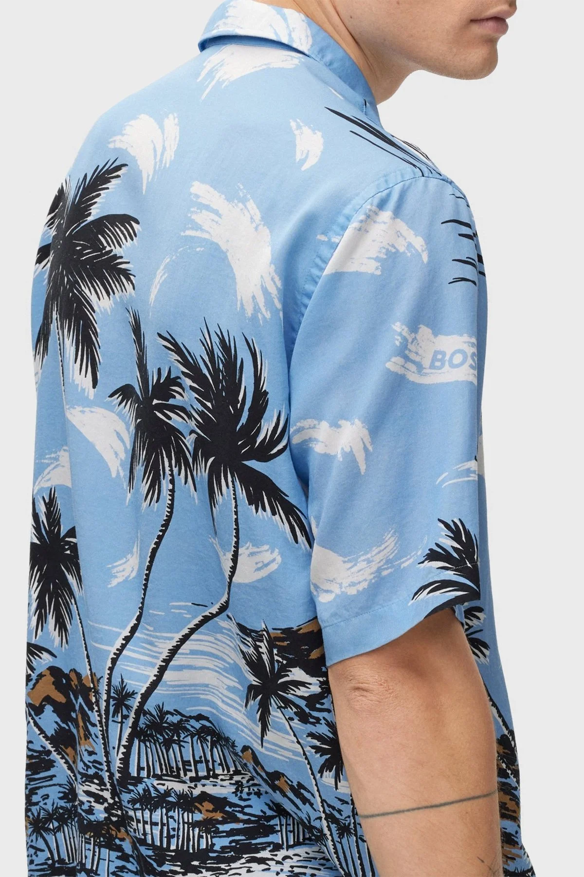 Boss Hawaii Desenli Regular Fit Kısa Kollu Erkek Gömlek 50490433 492 MAVİ - 10