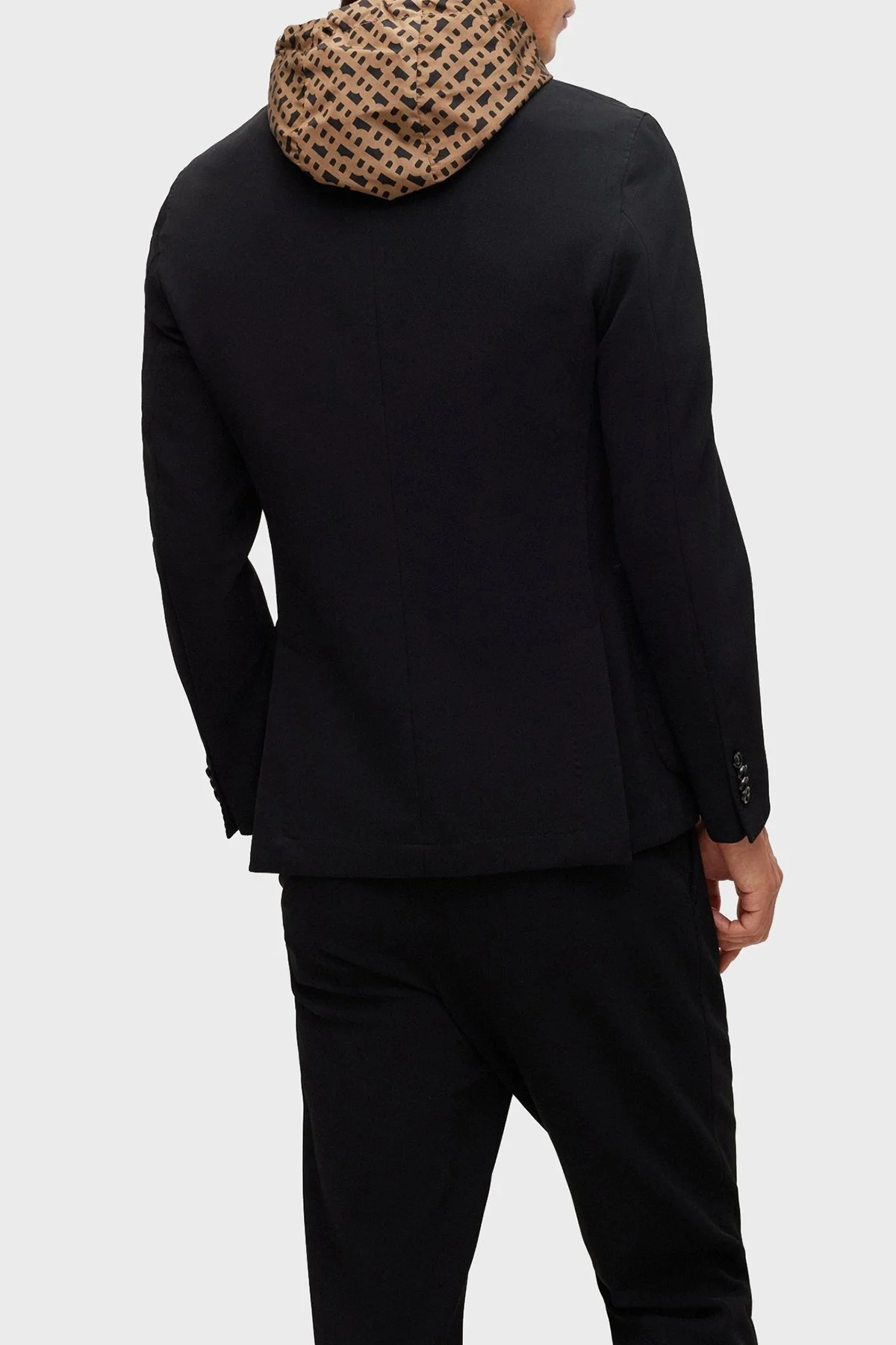 Boss İçi Monogram Desenli Slim Fit Kapüşonlu Erkek Ceket 50489497 001 SİYAH - 3