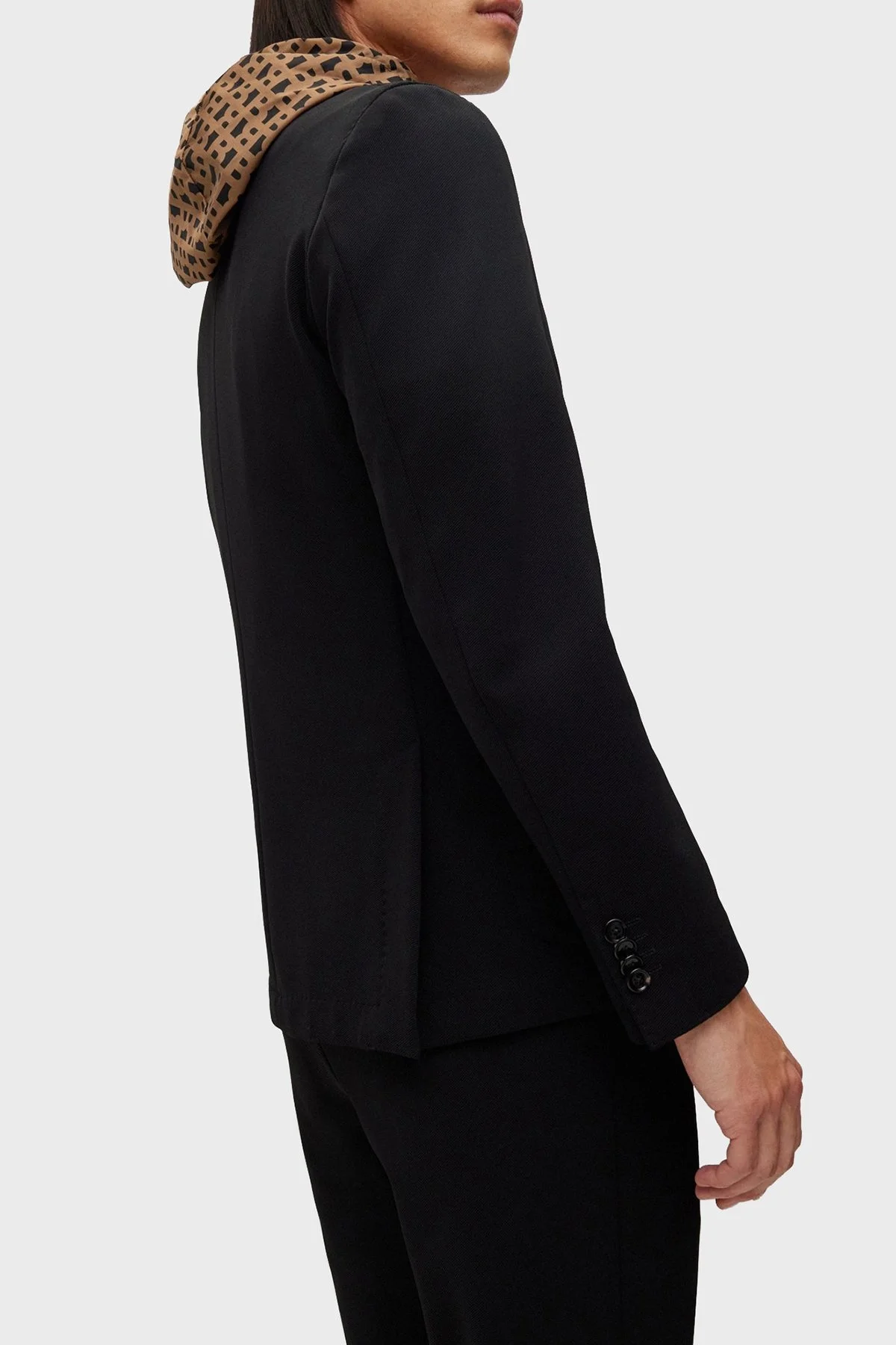 Boss İçi Monogram Desenli Slim Fit Kapüşonlu Erkek Ceket 50489497 001 SİYAH - 5