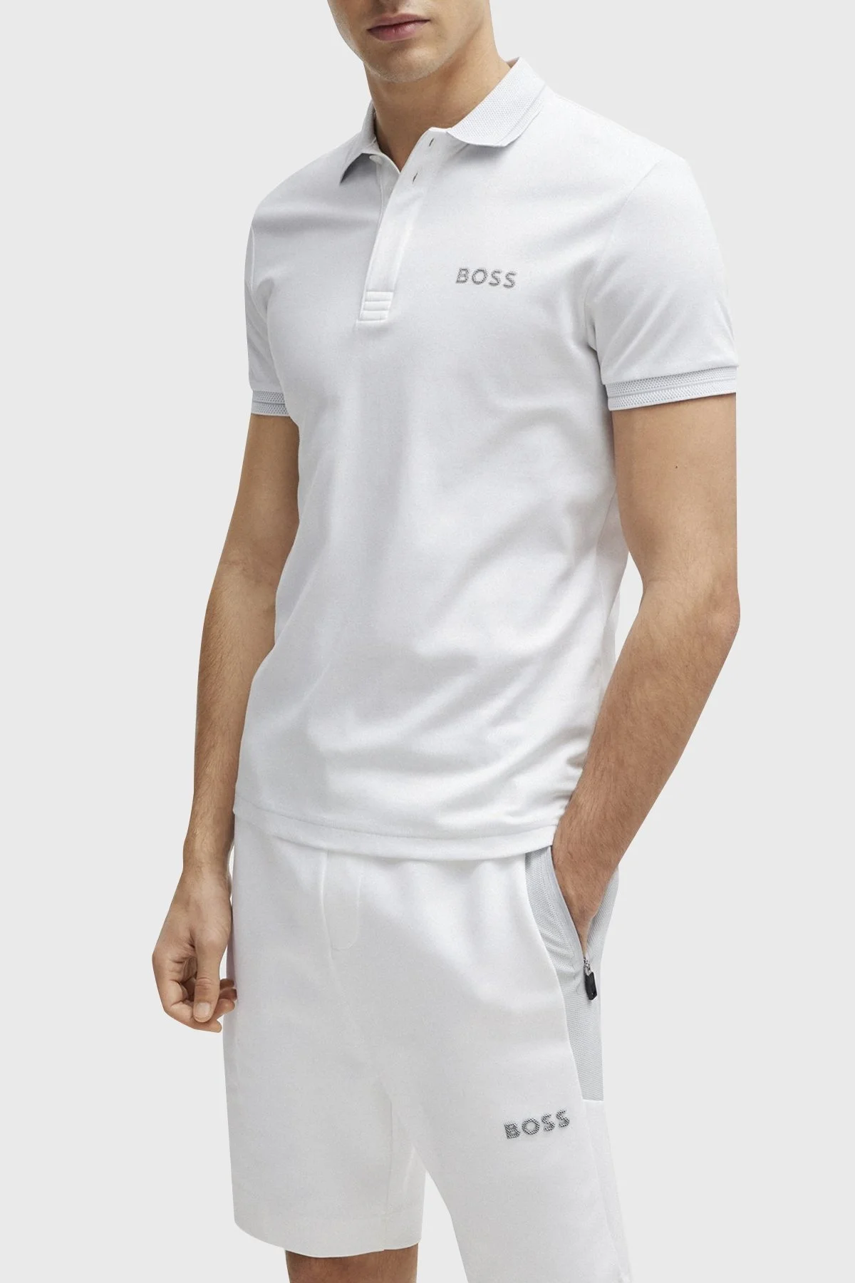 Boss İnterlok Pamuklu Slim Fit Erkek Polo Yaka T Shirt 50512892 100 BEYAZ - 6