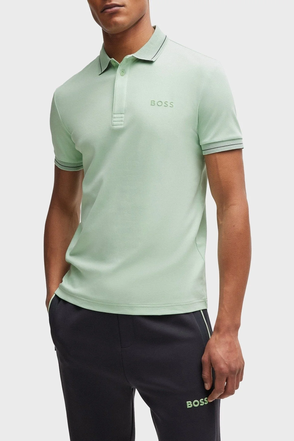 Boss İnterlok Pamuklu Slim Fit Erkek Polo Yaka T Shirt 50512892 388 AÇIK YEŞİL - 6