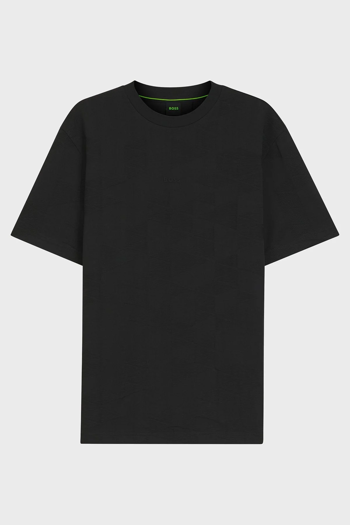 Boss Jakarlı % 100 Pamuk Bisiklet Yaka Erkek T Shirt 50563981 001 Siyah - 4