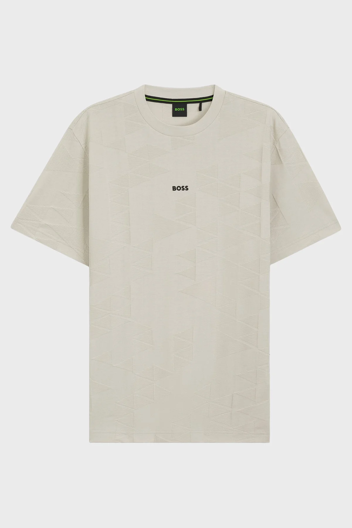Boss Jakarlı % 100 Pamuk Bisiklet Yaka Erkek T Shirt 50563981 272 Bej - 4