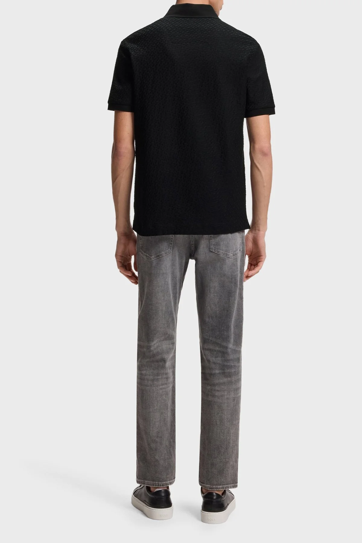 Boss Jakarlı % 100 Pamuk Regular Fit Düğmeli Erkek Polo 50557403 001 SİYAH - 3