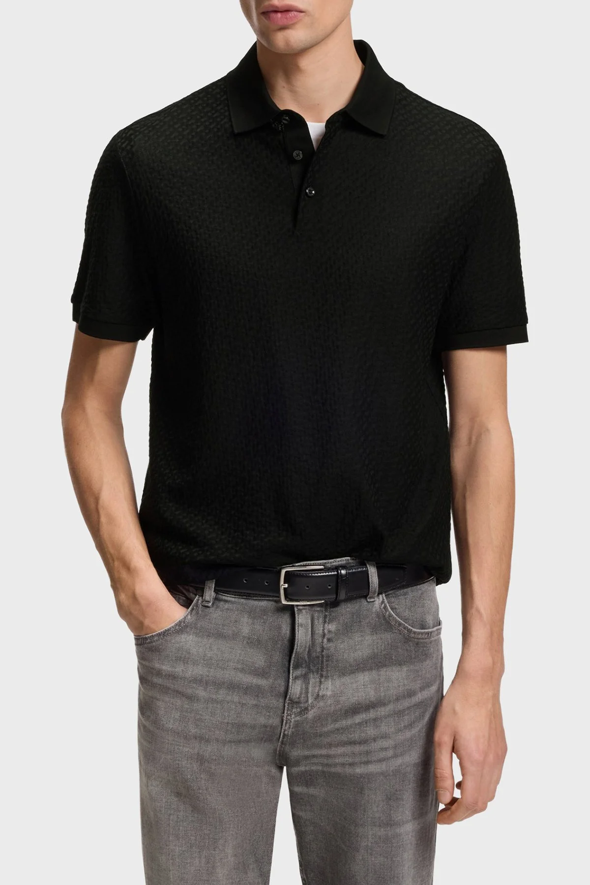 Boss Jakarlı % 100 Pamuk Regular Fit Düğmeli Erkek Polo 50557403 001 SİYAH - 1