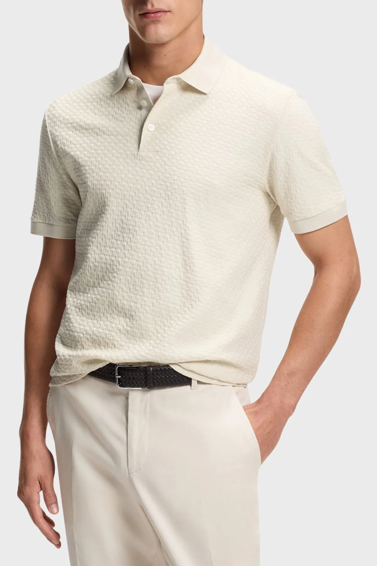 Boss Jakarlı % 100 Pamuk Regular Fit Düğmeli Erkek Polo 50557403 131 BEJ - 1