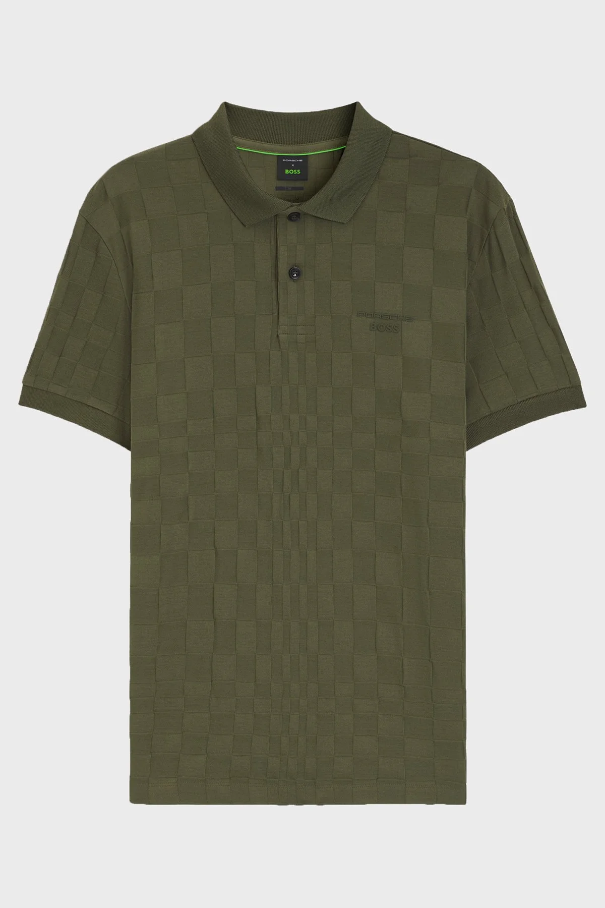 Boss Jakarlı Desenli Pamuklu Regular Fit Düğmeli Erkek Polo 50559802 347 HAKİ - 5