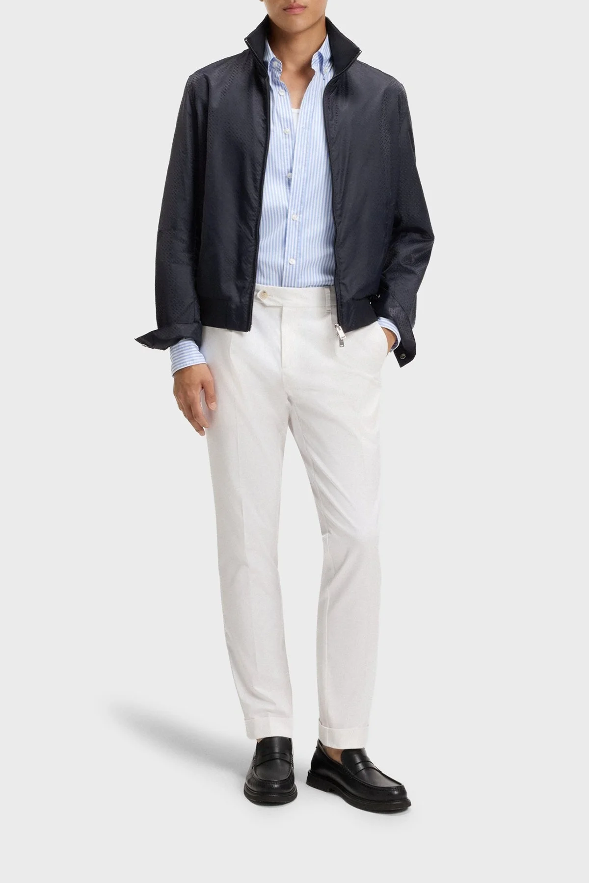 Boss Jakarlı Logo Baskılı Regular Fit Su İtici Dik Yaka Erkek Ceket 50540458 404 LACİVERT - 2