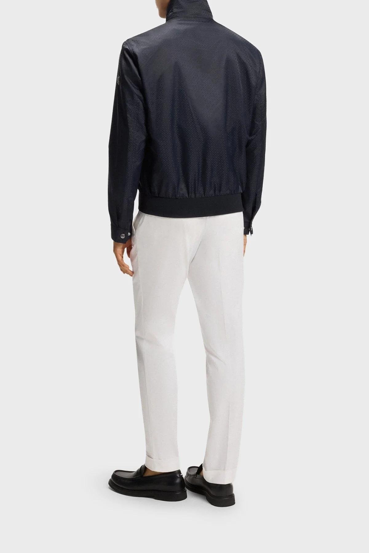 Boss Jakarlı Logo Baskılı Regular Fit Su İtici Dik Yaka Erkek Ceket 50540458 404 LACİVERT - 3