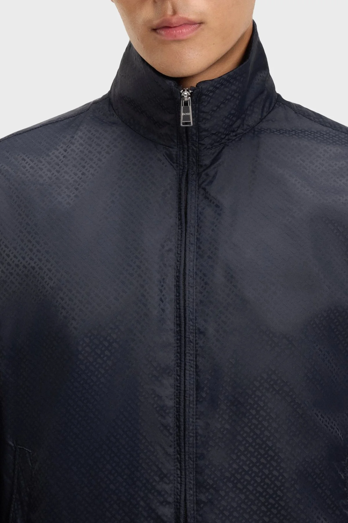 Boss Jakarlı Logo Baskılı Regular Fit Su İtici Dik Yaka Erkek Ceket 50540458 404 LACİVERT - 4