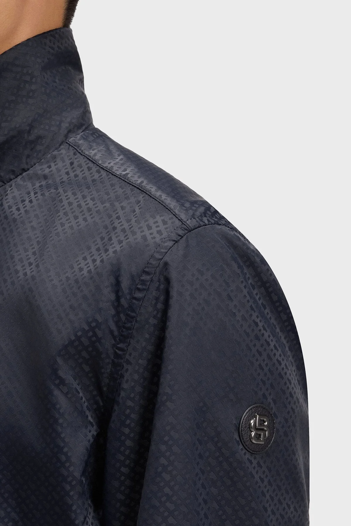 Boss Jakarlı Logo Baskılı Regular Fit Su İtici Dik Yaka Erkek Ceket 50540458 404 LACİVERT - 5