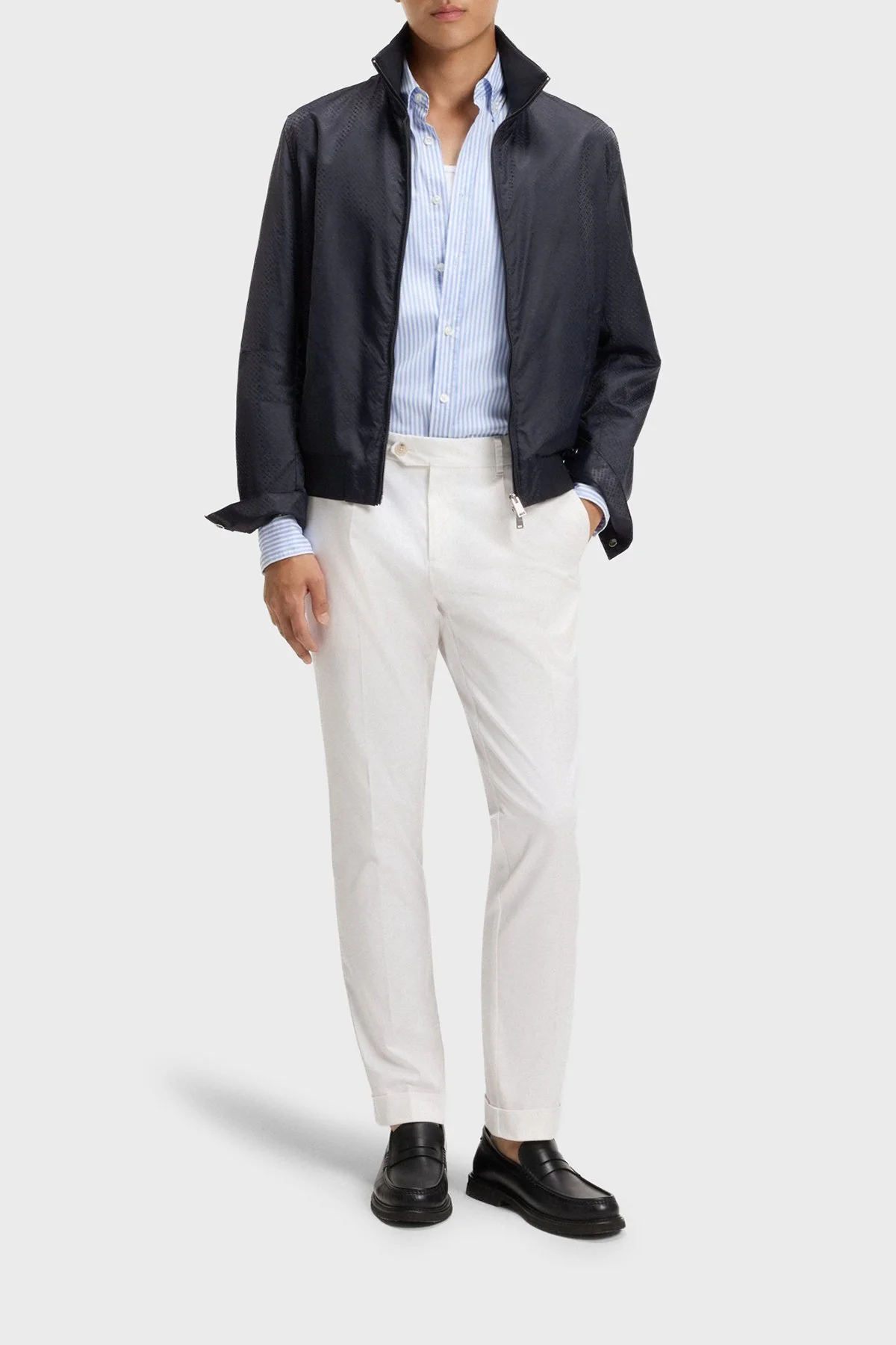 Boss Jakarlı Logo Baskılı Regular Fit Su İtici Dik Yaka Erkek Ceket 50540458 404 LACİVERT - 2