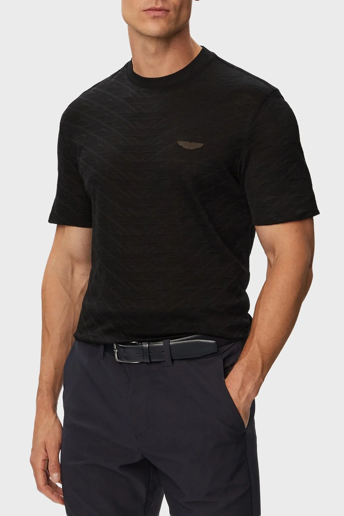 Boss Jakarlı Logolu Regular Fit Bisiklet Yaka Erkek T Shirt 50565175 001 Siyah - 1