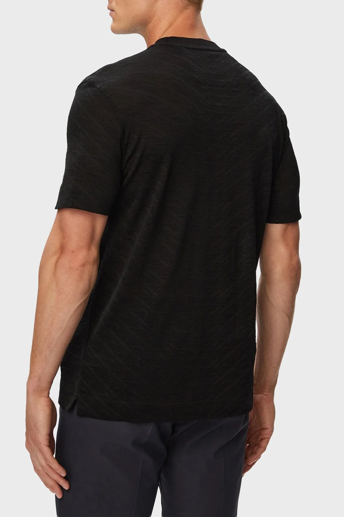 Boss Jakarlı Logolu Regular Fit Bisiklet Yaka Erkek T Shirt 50565175 001 Siyah - 3