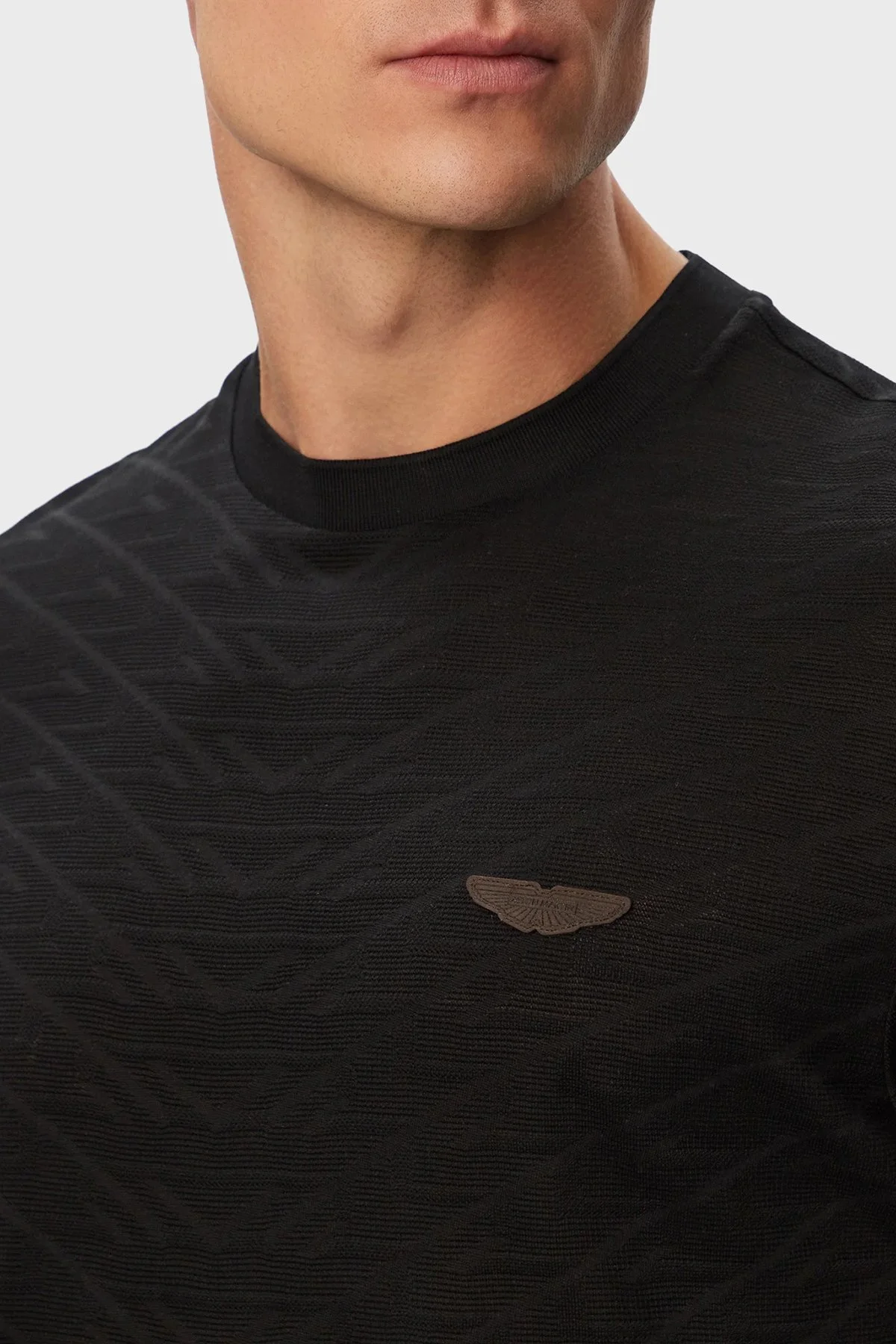 Boss Jakarlı Logolu Regular Fit Bisiklet Yaka Erkek T Shirt 50565175 001 Siyah - 4